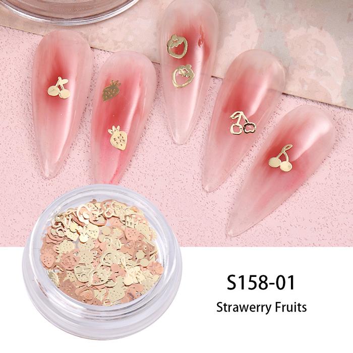 デコパーツ (100) ネイルパーツ 4種類 いちご さくらんぼ 唇 王冠 蝶々