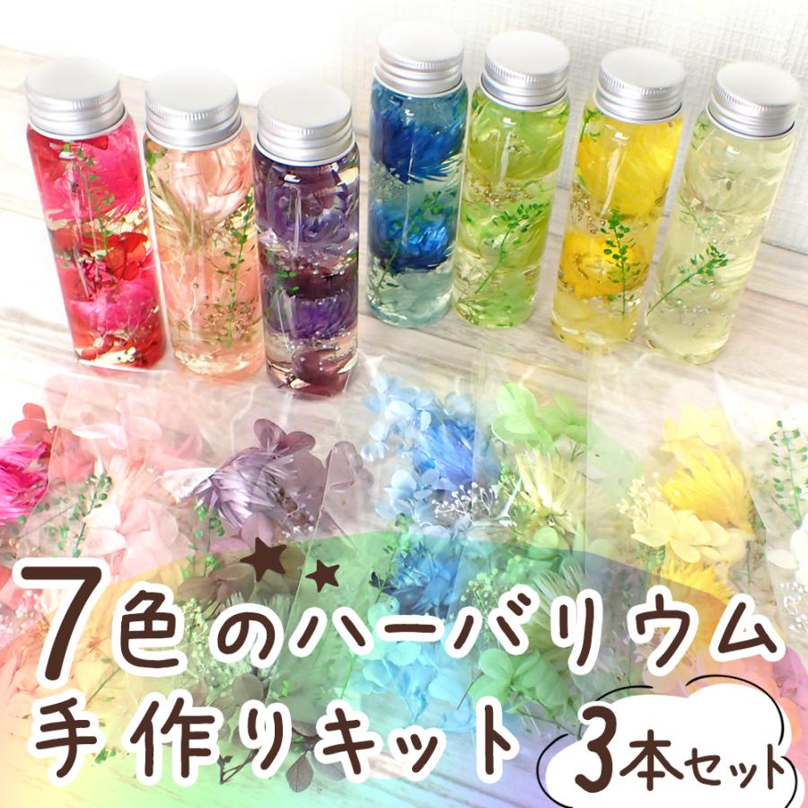 ハーバリウム キット (06) 3本セット 7カラー 瓶 プレゼント 誕生日 母