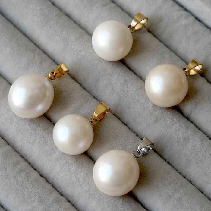 淡水パール ペンダントトップ 約12-13mm 一粒 トップ ニアラウンド