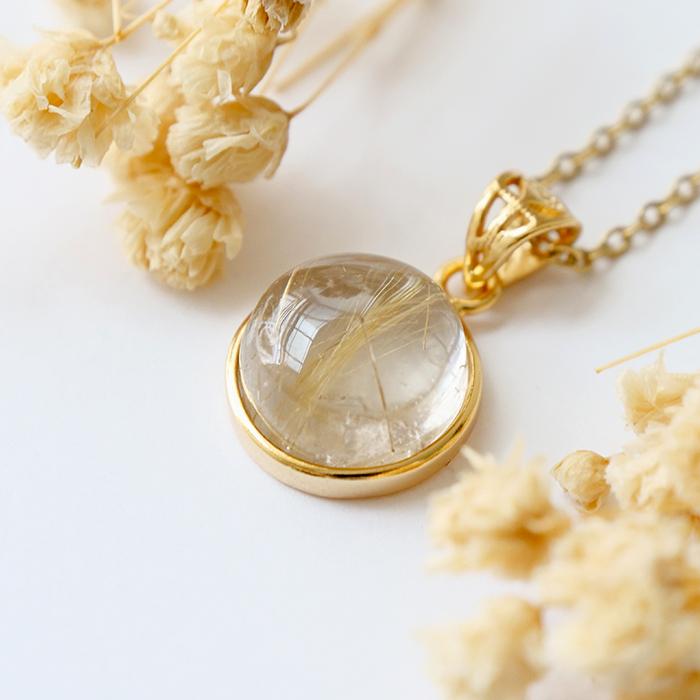 ルチルクォーツ トップ ラウンド Lサイズ 天然石 ブラジル産 4月誕生石