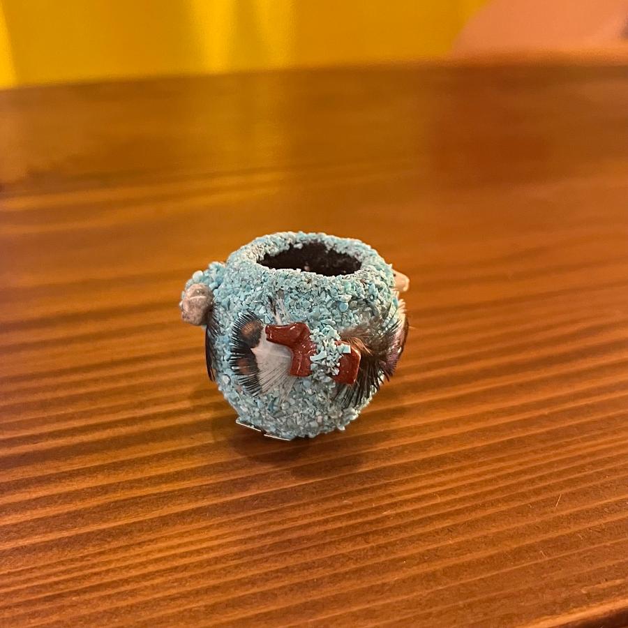 ターコイズポテリ 壺 ナバホ族/ターコイズ/インディアンジュエリー