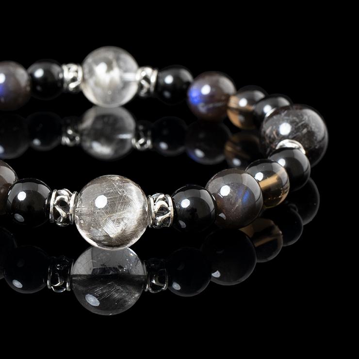 X.G 一点もの】プラチナルチル・ブラックルチル デザインブレスレット