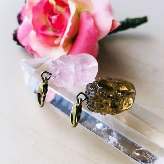 貔貅 ひきゅう 貫通パーツ スター ローズクォーツ 天然石
