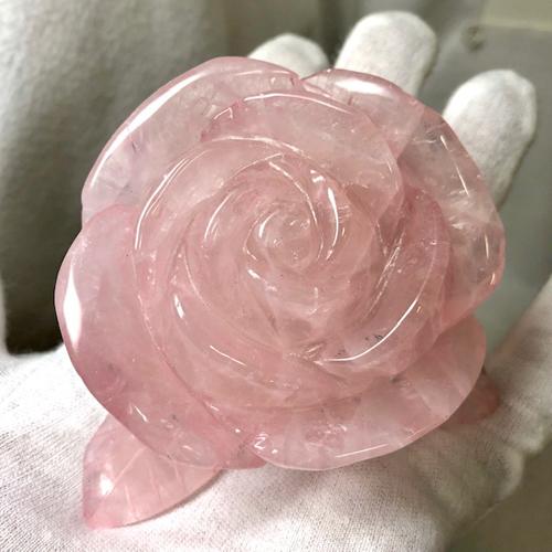 値下げ 高品質 ピンク濃い ローズクォーツ BIG 薔薇 手彫り バラ