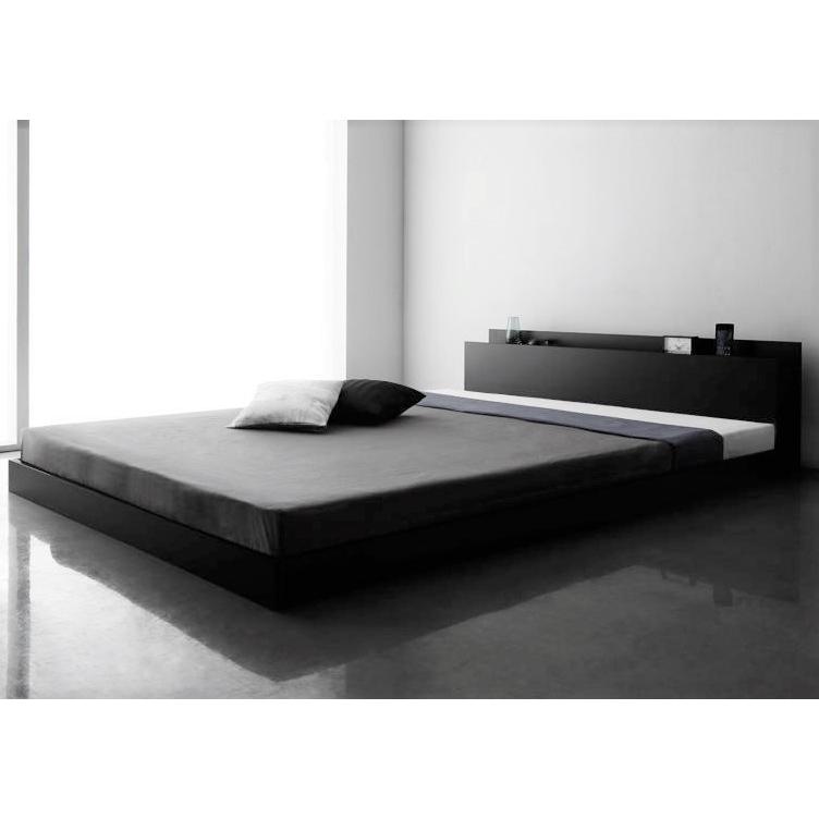 シングルベッド 棚・コンセント・マットレス付き フロアベッド