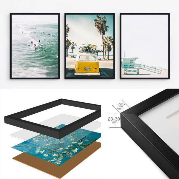 3枚セット 33×43cm アートパネル 枠付きフレーム絵画 サーフィン