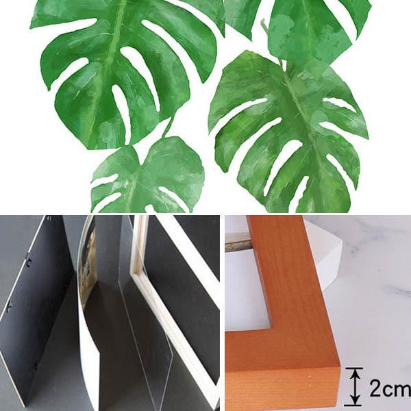 単品 28×33cm アートパネル 枠付きフレーム絵画 水彩画 リーフ 葉っぱ