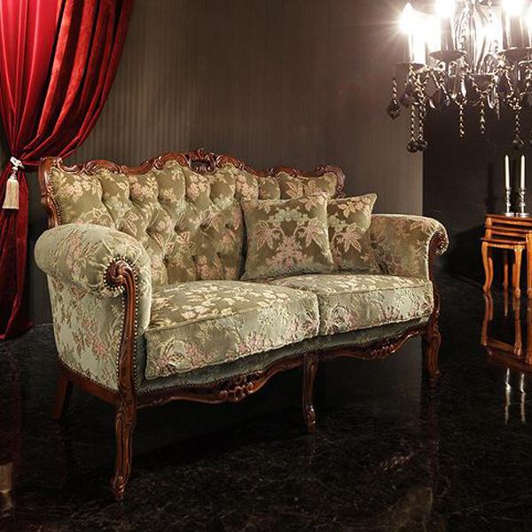 2人掛けソファ イタリア家具 ソファー 輸入家具 象嵌 金華山織