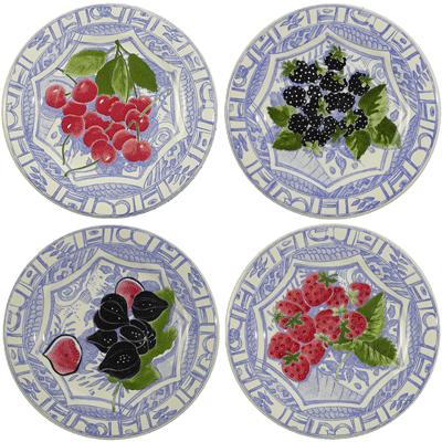 ジアン オワゾブルーフルーツ デザートプレート22cm 絵柄違い4枚セット