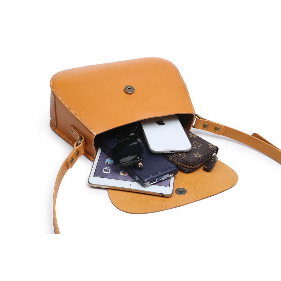 ショルダーバッグ 本革 ヌメ革 ラウンドスクエア イタリアンレザー