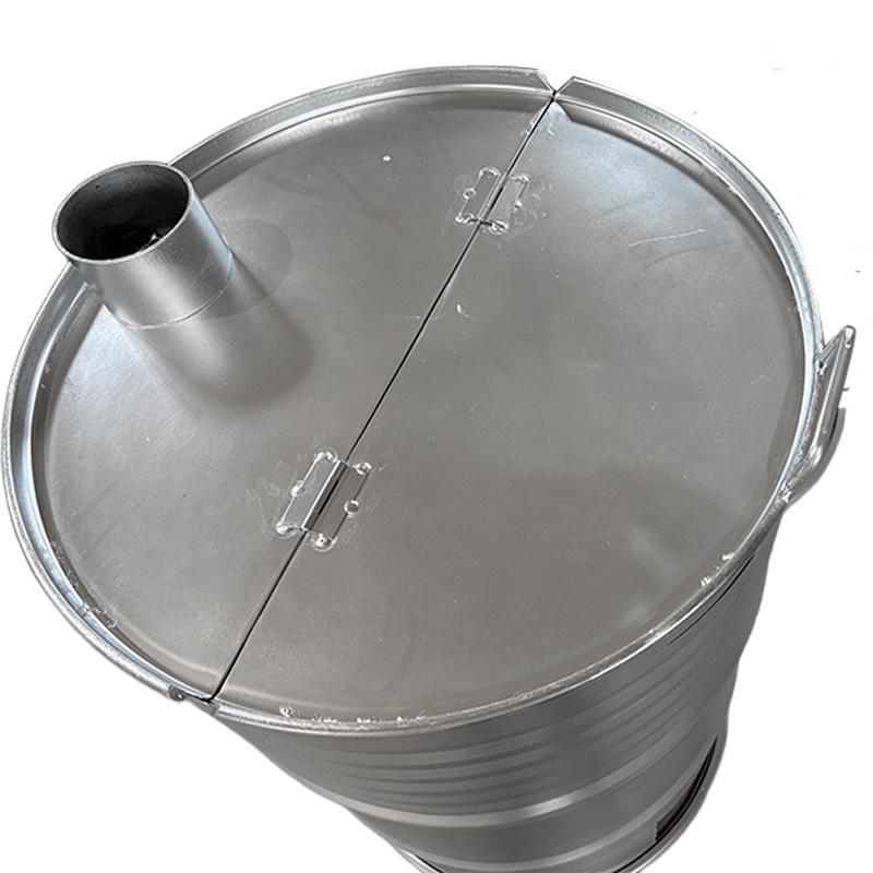 ドラム缶焼却炉フタ付き 下小窓蝶番蓋付 煙突なし 200L カラー選択