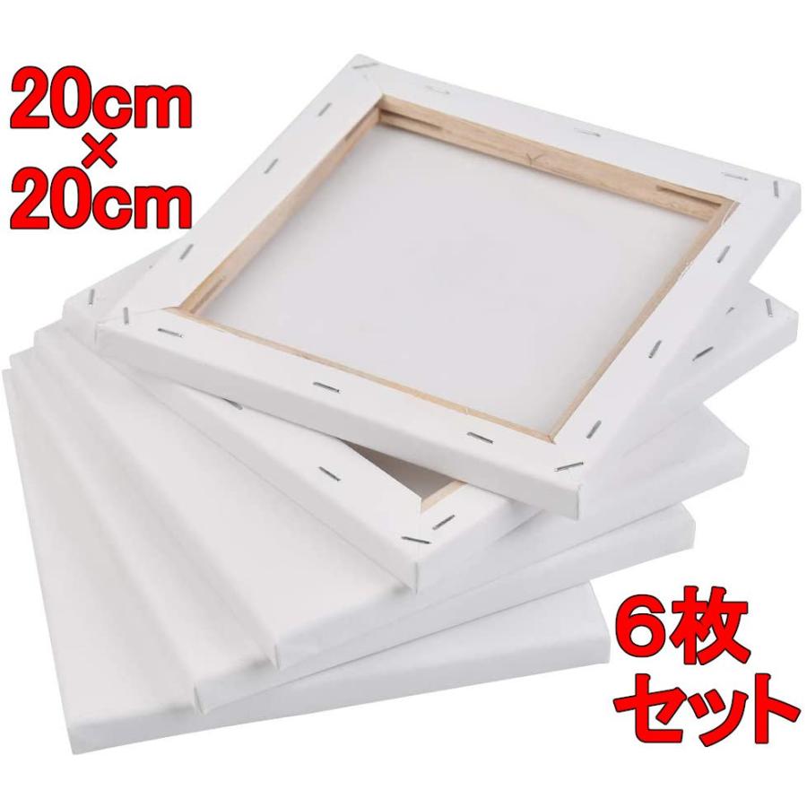 キャンバス 20*20cm 6枚/セット キャンバスボード 綿 中目 木製