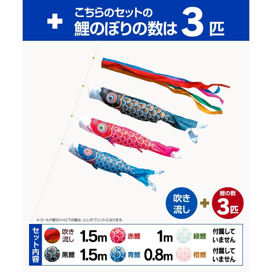 鯉のぼり ベランダ用 こいのぼり 徳永鯉のぼり ゴールド鯉 1.5m 6点