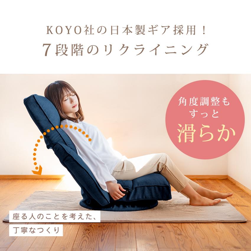 座椅子 らくらく 回転式 折りたたみ 360℃ リクライニング ハイバック