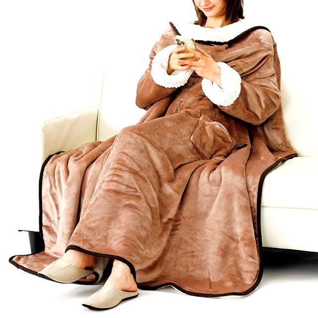 速暖10秒着る電気毛布！ふんわり袖付き夢ケープ (ひざ掛け 部屋着 寒さ