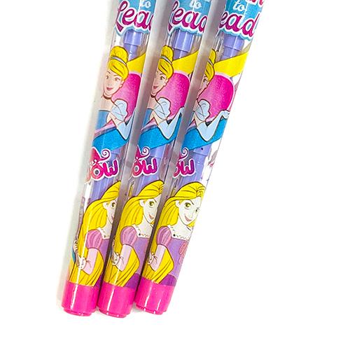 ディズニープリンセス ロケット 鉛筆 消しゴム付き 3本入り yts0822