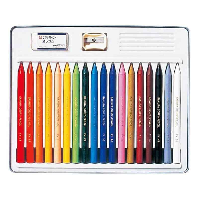 サクラクレパス] 色鉛筆 クーピー 18色 缶ケース入り SAKURA COUPY