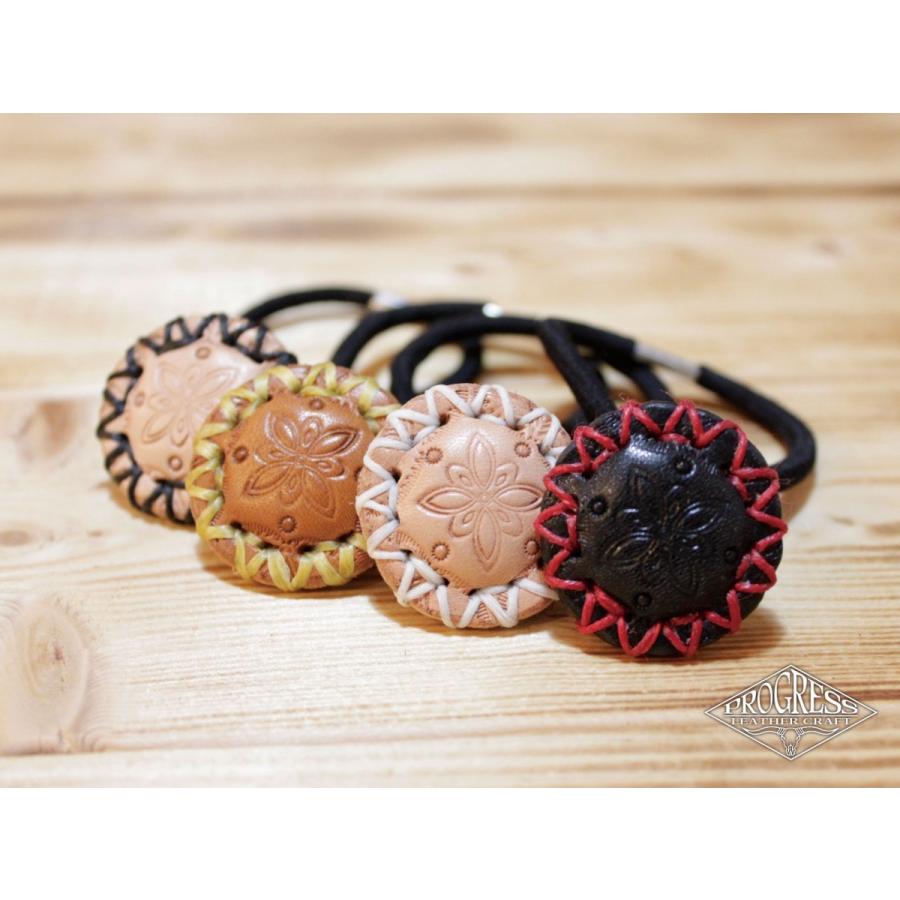 レザーヘアゴム stamp 栃木レザー サドルレザー ヘアアクセサリー