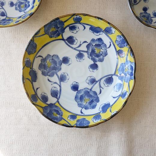 カレー皿 パスタ皿 和食器 美しい 花柄 色絵ぼたん 22cm 深皿 レンジ可