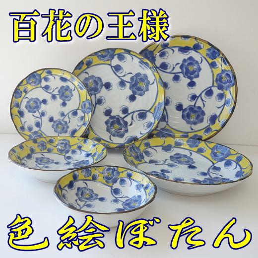 カレー皿 パスタ皿 和食器 美しい 花柄 色絵ぼたん 22cm 深皿 レンジ可