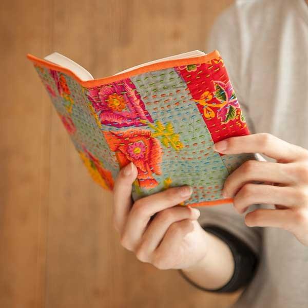 刺し子 パッチワーク 文庫本 カバー ブックカバー インド綿 ラリー