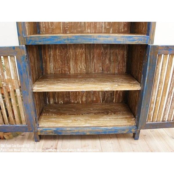 オールドチーク無垢材 食器棚 木製ラック 本棚 ブックシェルフ