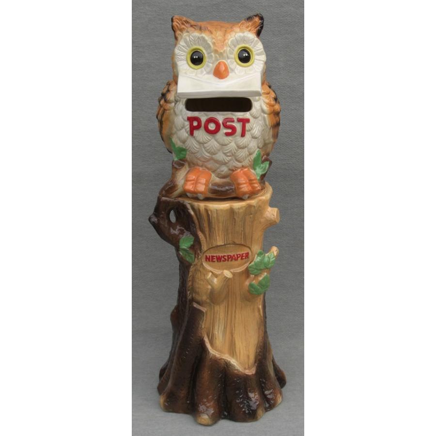 ポスト/陶器製フクロウポスト/郵便受け/梟/置物 /玄関/庭/インテリア