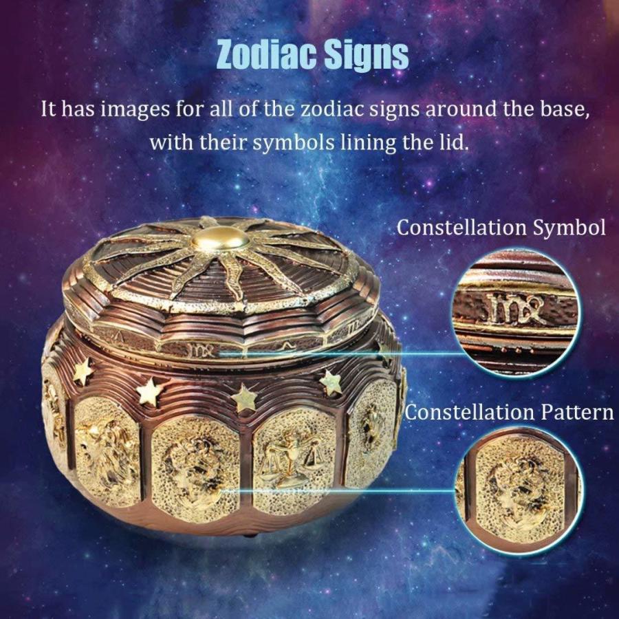 LEDライトがきらめく、12座の星座の女神が回転する、ビンテージ風