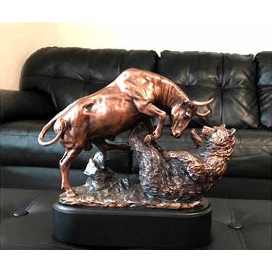 ブロンズ風 ブル＆ベア（雄牛と熊）彫刻像 ホワイトハウス内の