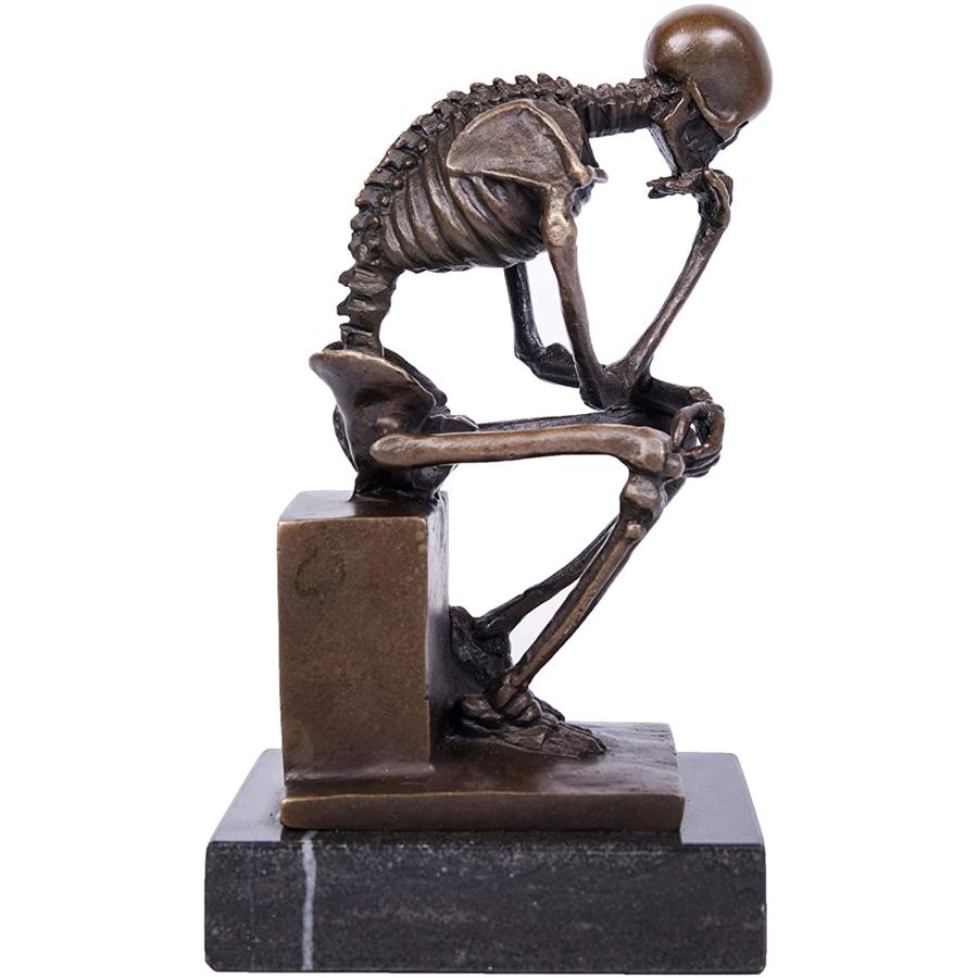 純ブロンズ製 スケルトン シンカー 考える骸骨ブロンズ像 彫像 ホーム