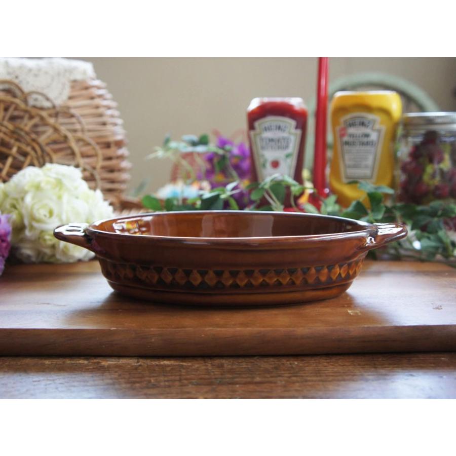 茶 お洒落なグラタン皿 スカンジナビア ブラウン 伊吹クラフト 陶器