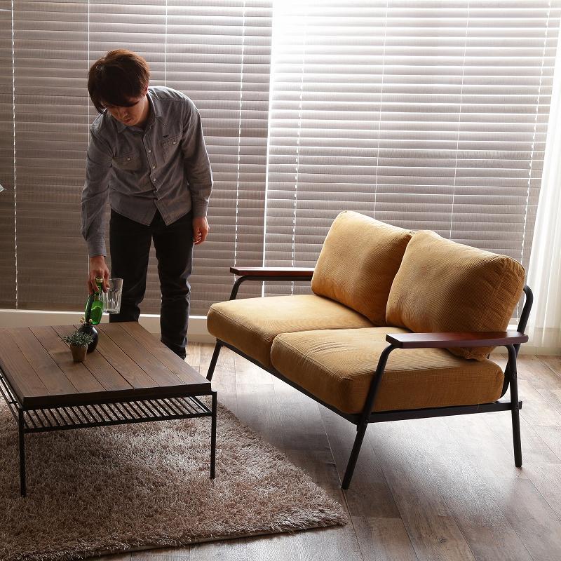 二人掛けソファー バスク コーデュロイ生地 ダークグリーン色/全3色 幅