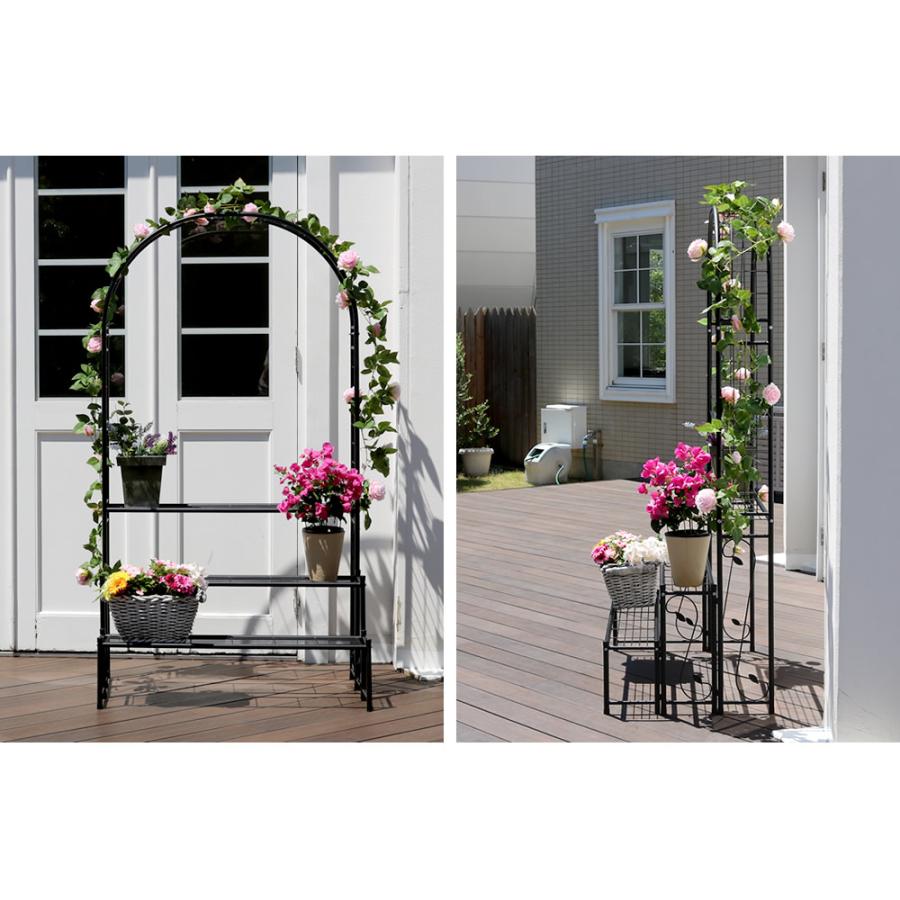 ガーデン プランターラック アーチ付き アイアン 棚 3段 フラワー