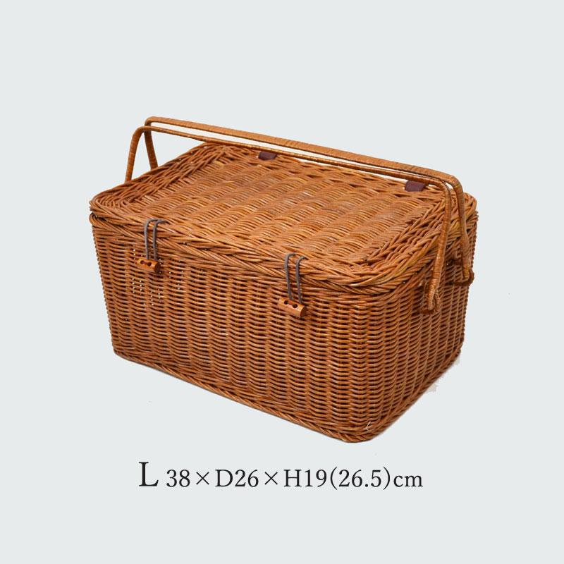 ピクニックバスケット 四角 大 ふた付 ラタン 籐かご : ラタンハウス