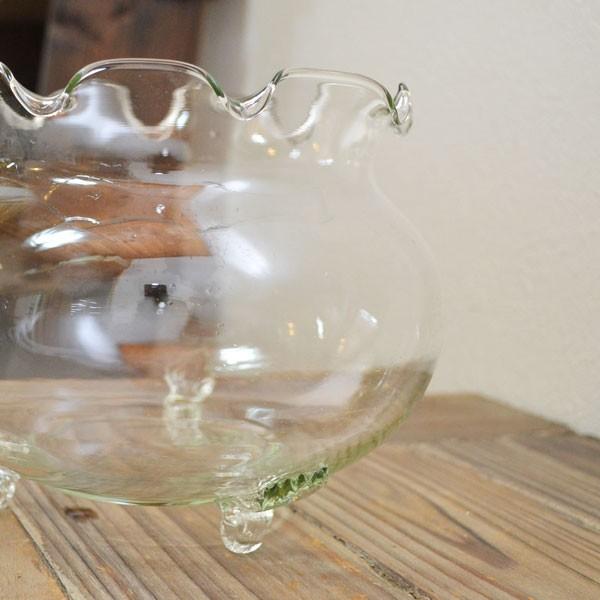 フリル金魚鉢 中 ガラス製 きんぎょ鉢 メダカ鉢 水槽 アクアリウム