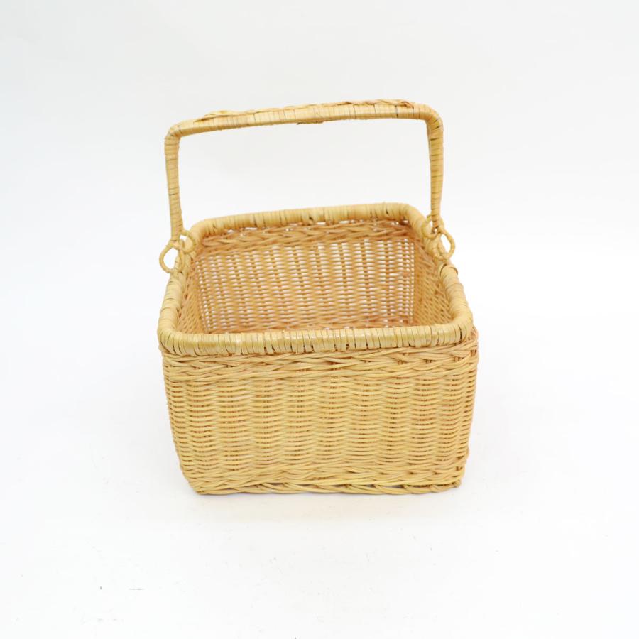 ラタンバスケット 持ち手 二本手 ピクニック かごバッグ : ラタン