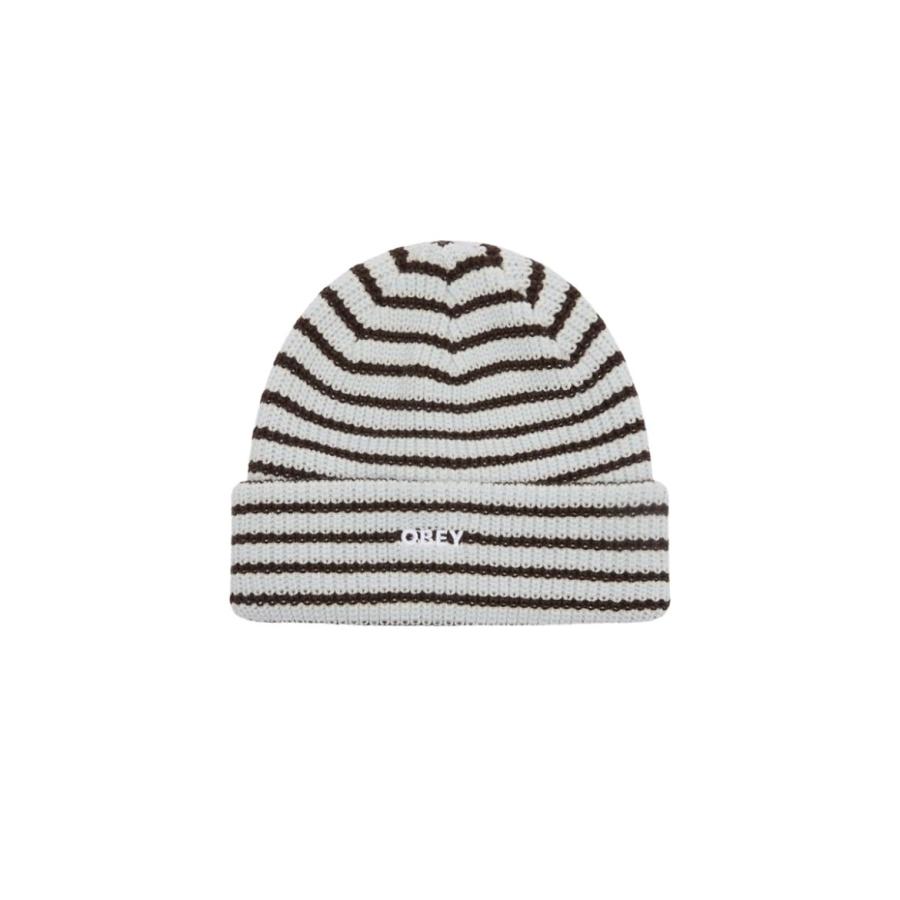 OBEY（オベイ） DAVIS BEANIE BROWN MULTI ビーニー ボーダー メンズ