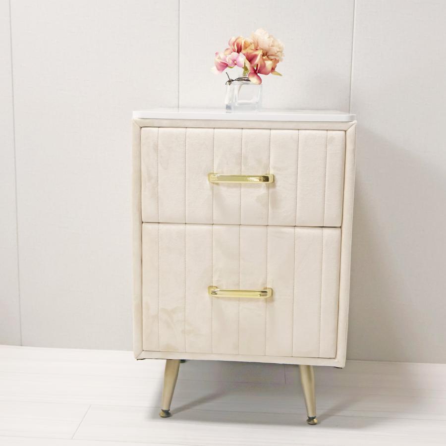 F＆I チェスト タンス サイドテーブル 収納家具 ベロア調 北欧風 棚