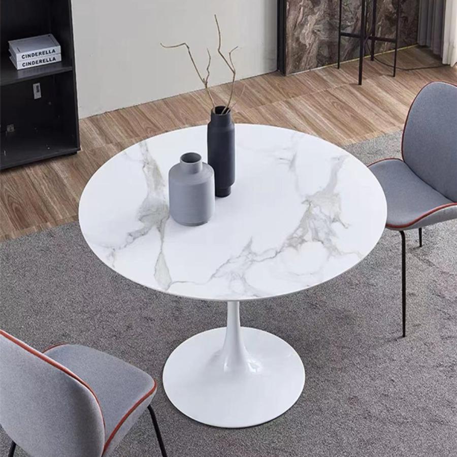 F＆I ダイニングテーブル 丸テーブル 白 幅80cm 組み立て簡単 お手入れ