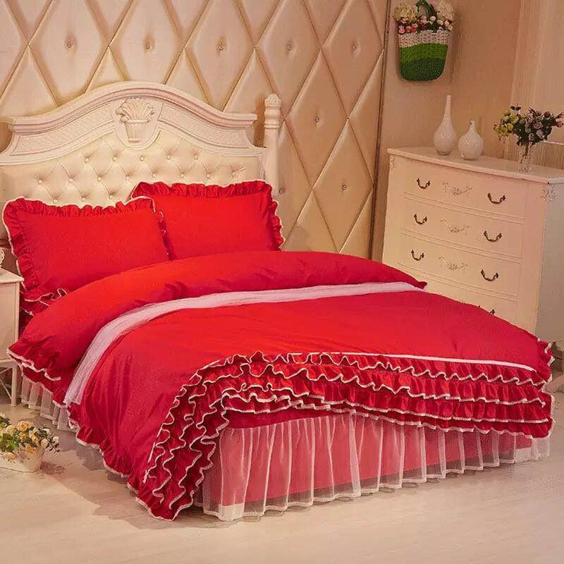 寝具 カバーセット 10色 レース フリルカラー ベッドスカート ベッド