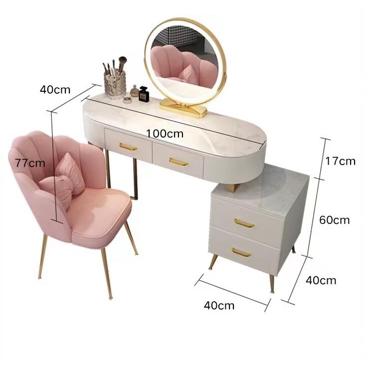 ドレッサー鏡台 オシャレ 北欧風 ガラス天板 コスメ台 化粧台