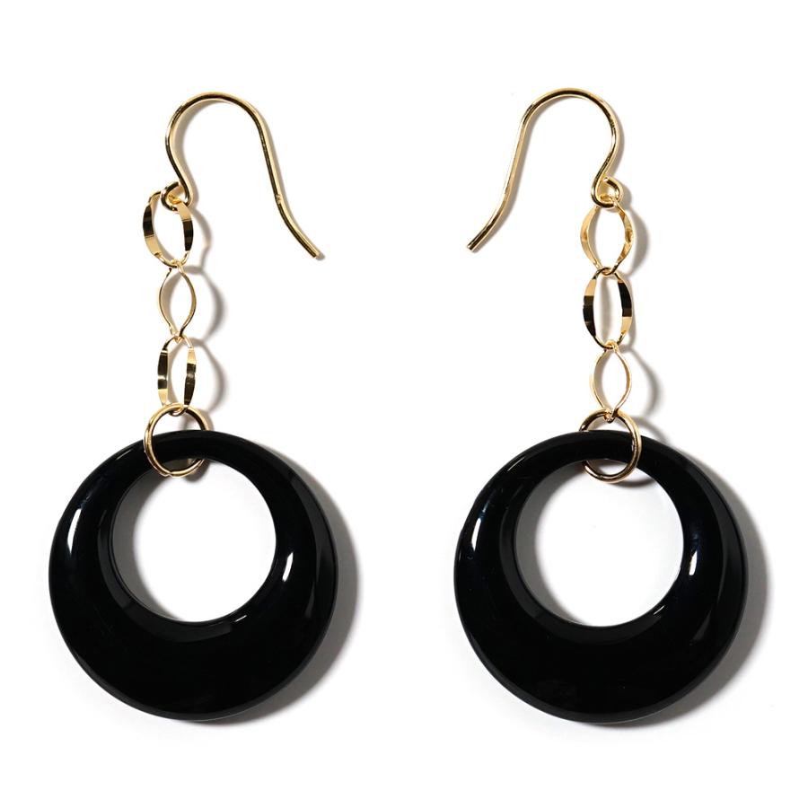 K18 オクロス オニキス ピアス レディース ブラックオニキス 18k 18金