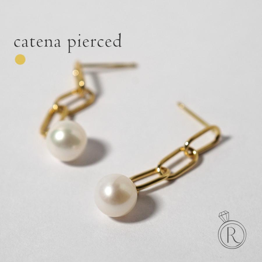K18 パール鎖ピアス レディース 18k 18金 アメリカンピアス 真珠