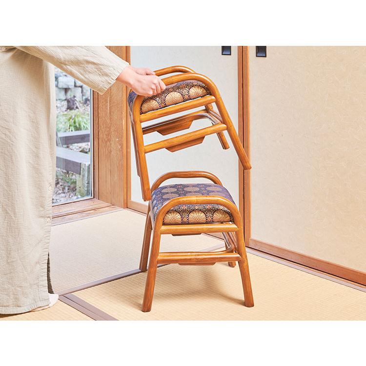 仏前用 ラタン スタッキングチェア 天然籐 金襴座椅子 積み重ね イス