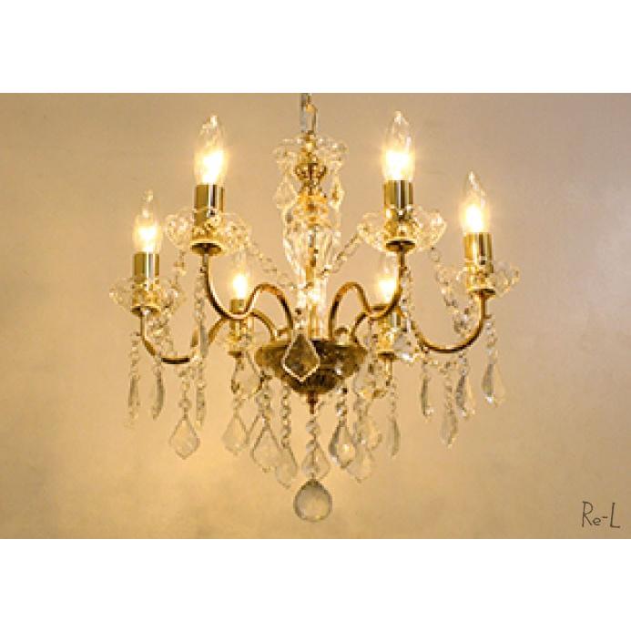 6灯シャンデリア LED対応可 送料無料 シャンデリア ゴールド 天井照明