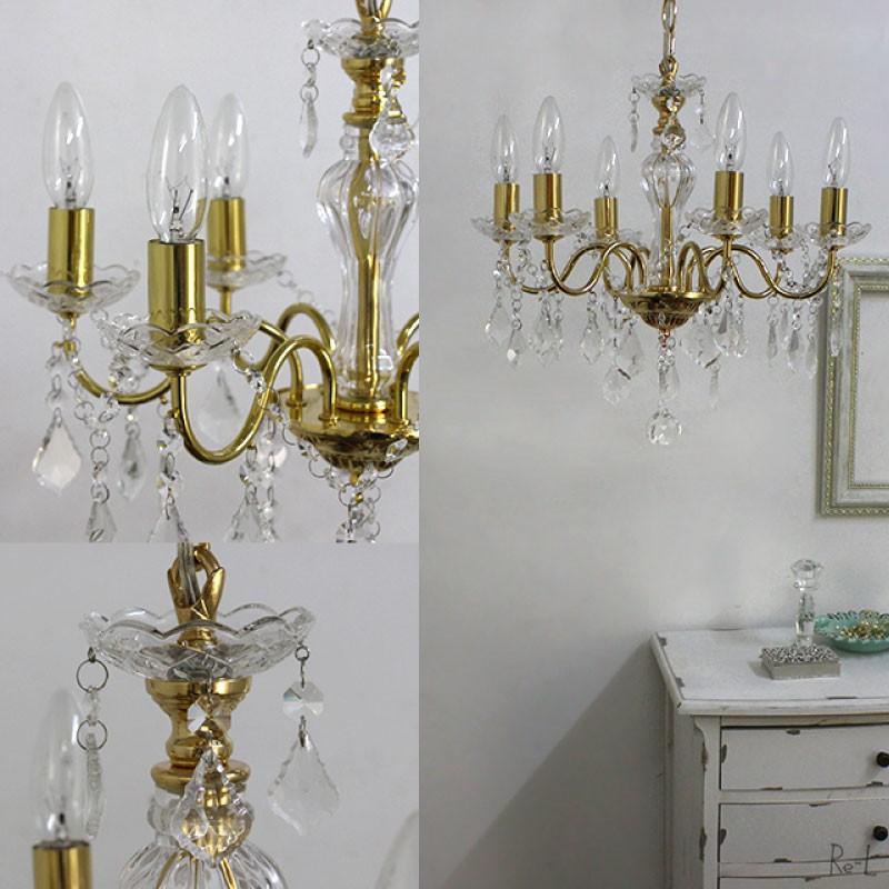 6灯シャンデリア LED対応可 送料無料 シャンデリア ゴールド 天井照明