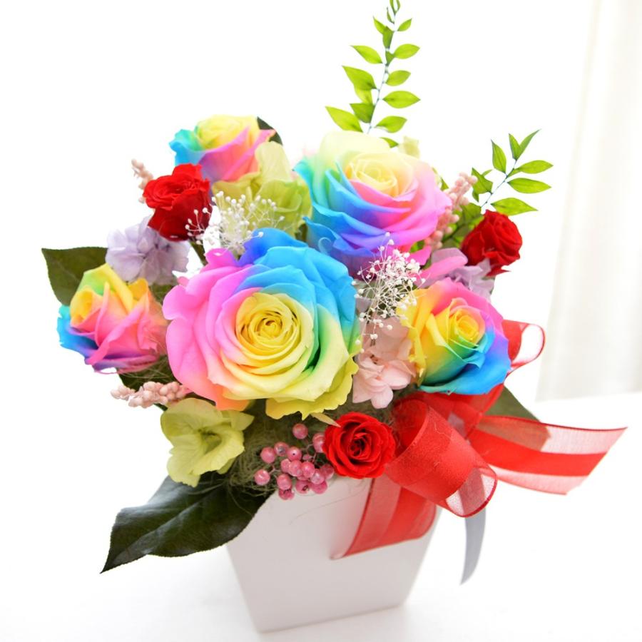 100% プリザーブドフラワー レインボーローズ レインボーグランデ 誕生