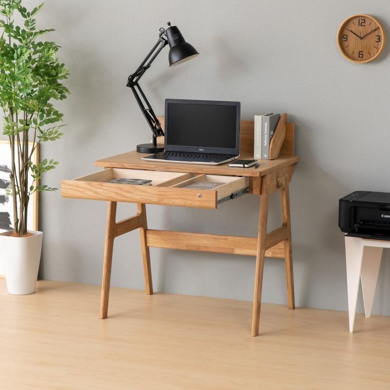 一生紀 学習デスク 引き出し付 幅80cm コンセント付 木製 ブック