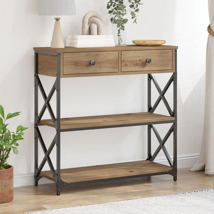 vidaXL コンソールテーブル アーティザンオーク 75x28x75 cm エンジニ