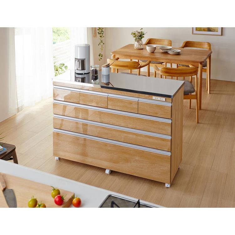 キッチンカウンター 間仕切り ステンレス天板 幅120 完成品 国産 背面